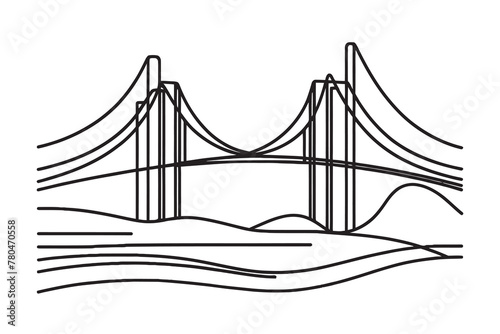 One line style bridge. Simple modern minimalist style bridge vector