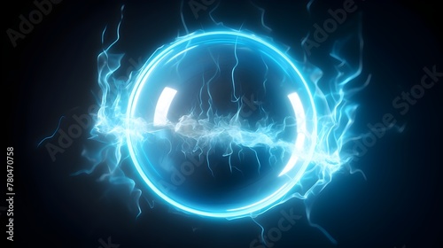 Vibrant electric orb with pulsing energy radiating futuristic power and technological concept