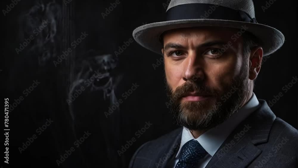 portrait of a brutal man in a hat and suit portrait of a brutal man in a hat and suit