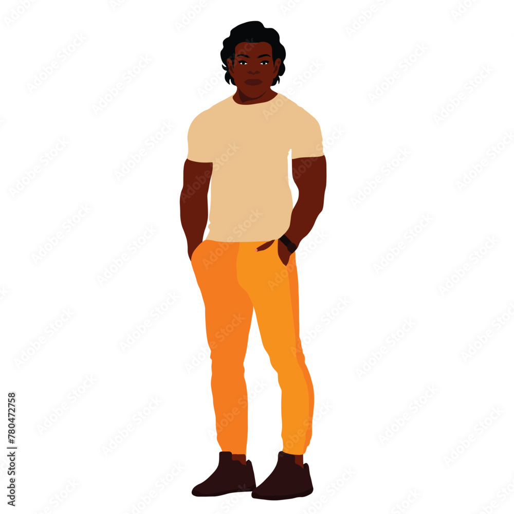 Handsome black man in elegant art style vector Handsome black man in elegant art style vector