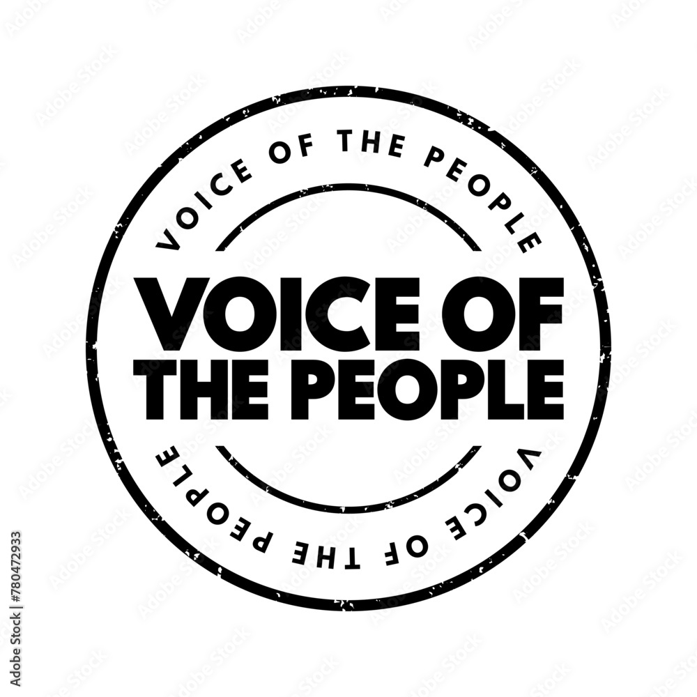Voice of the people - means the opinion of the majority of the people, text concept stamp