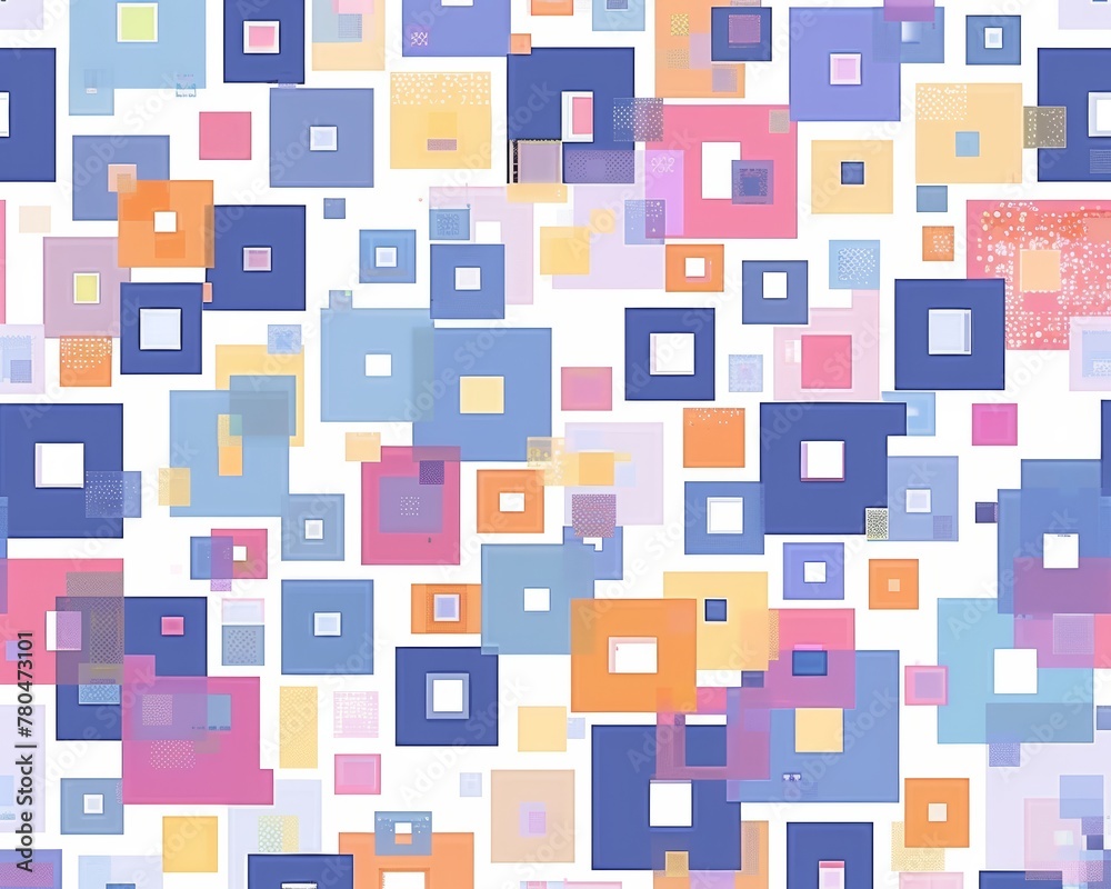 A pattern of colorful squares in violet and purple tone, pink tiles texture illustration, AI generated.