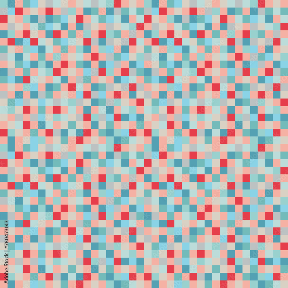 Pixel background ocean and coral colours. Vector seamless pattern, pixelation. Colorful pixel dots mosaic background, wallpaper