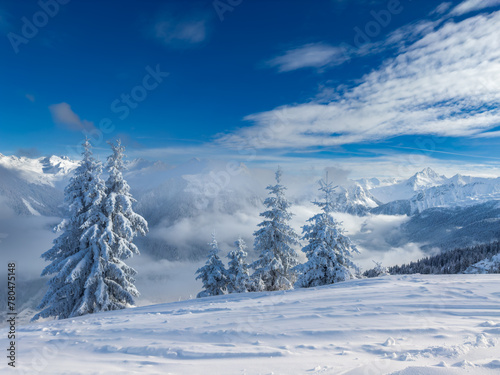 Winter landscape in the ski region Silvretta Montafon in Vorarlberg, Austria. © DirkR