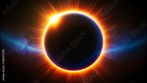 Futuristic solar eclipse on earth and black background image