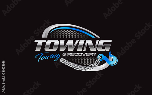 Illustration vector graphic of towing truck service logo design suitable for the automotive company