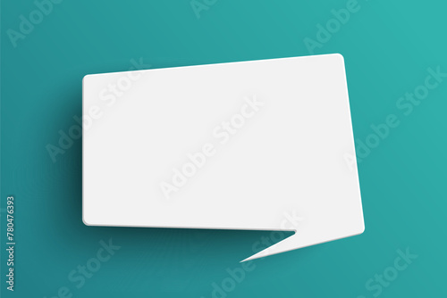 White rectangle speech bubble on green background