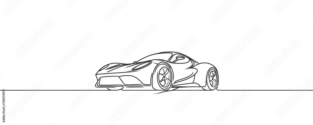 Fototapeta premium Continuous one line drawing of a speed car. vector illustration