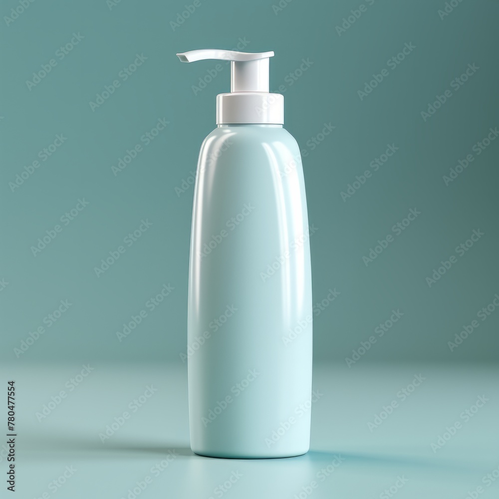Sample of shampoo bottle isolated, mock-up. Blue background Sample of shampoo bottle isolated, mock-up. Blue background