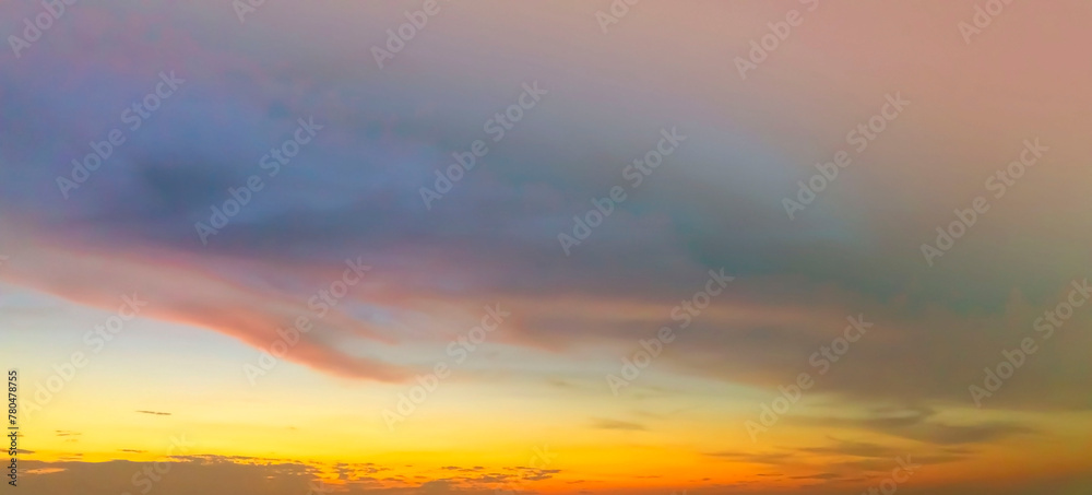 Sunset Sky with Twilight in the Evening as the colors of Sunset Cloud Nature as Sky Backgrounds, Horizon scene Sunset Sky with Twilight in the Evening as the colors of Sunset Cloud Nature as Sky Backgrounds, Horizon scene