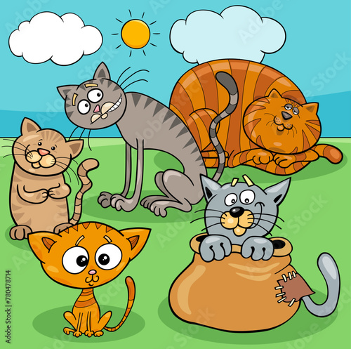 cats and kittens animal characters cartoon illustration