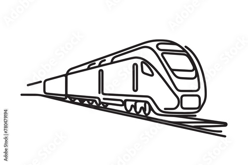 Continuous line vector illustration of a railway track. one line train