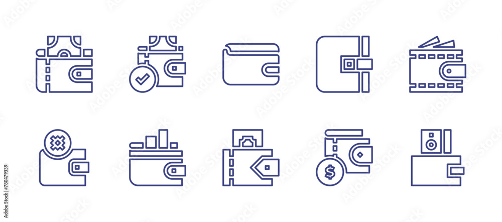 Wallet line icon set. Editable stroke. Vector illustration. Containing wallet, ewallet.