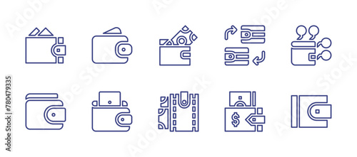 Fototapeta Naklejka Na Ścianę i Meble -  Wallet line icon set. Editable stroke. Vector illustration. Containing wallet, digital wallet, purse, exchange.