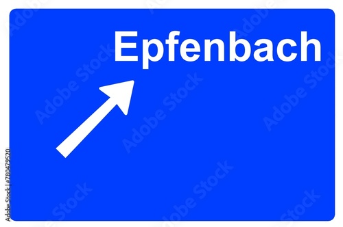 Illustration eines Autobahn-Ausfahrtschildes mit der Beschriftung "Epfenbach" 