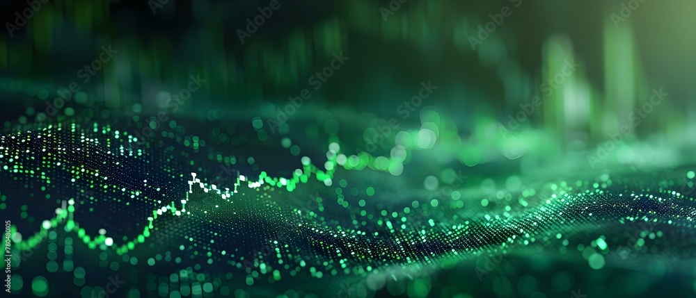 Green Stock Market Trend - Abstract Financial Growth Concept. Concept Investment Strategies, Sustainable Finance, Renewable Energy, Clean Technology - obrazy, fototapety, plakaty 
