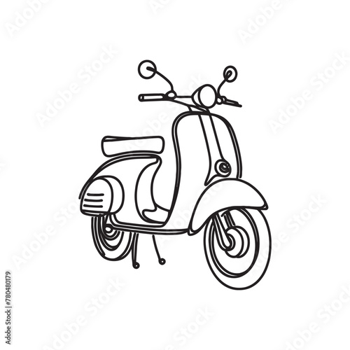 motorcycle, scooter in one line style. continuous drawing, vector illustration