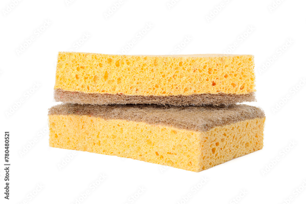 Fototapeta premium Cleaning supplies. Two sponges isolated on white