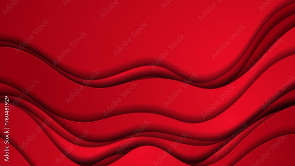Vivid red waves minimal abstract elegant paper background. Seamless looping corporate motion design. Video animation Ultra HD 4K 3840x2160