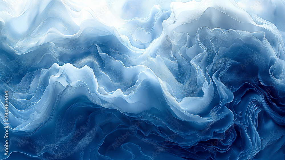 Obraz premium Blue waves abstract background texture. Print, painting, design, fashion.