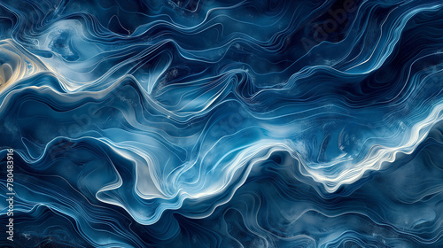 Blue waves abstract background texture. Print, painting, design, fashion.
