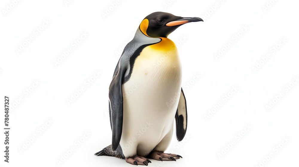 Fototapeta premium Isolated gentoo penguins against a white backdrop