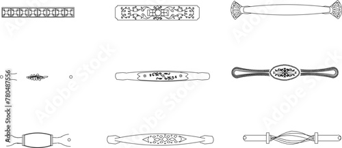 Vector sketch illustration design drawing of cupboard handle accessories
