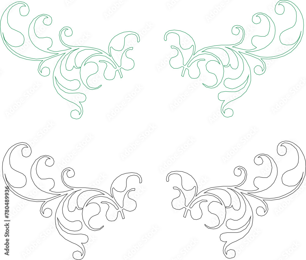 Vector sketch illustration of floral ornament design for completeness of the image