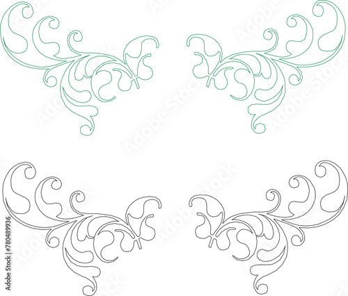 Vector sketch illustration of floral ornament design for completeness of the image