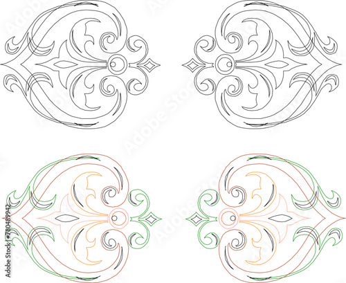 Vector sketch illustration of floral ornament design for completeness of the image