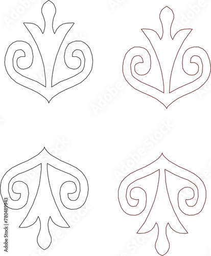 Vector sketch illustration of floral ornament design for completeness of the image