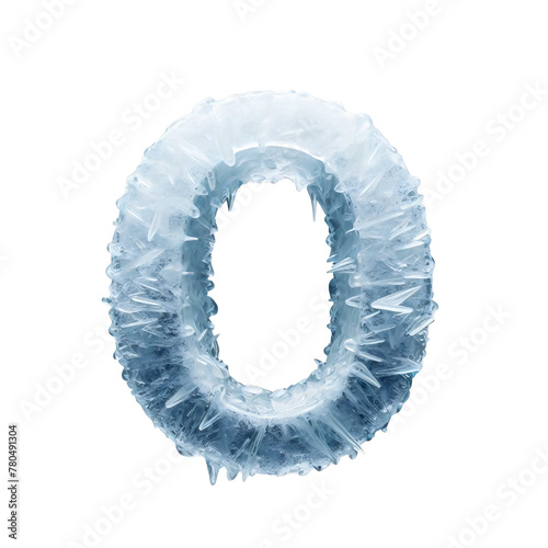 Frozen Blue Ice '0' (Zero) Number Frosty Numeric Cutout