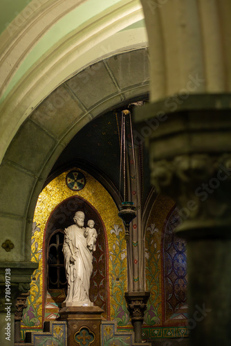 Statue of Saint Joseph with Baby Jesus - Cathedral of Our Lady of Lourdes - Immaculate conception - France