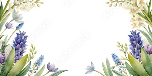 Minimalist Spring Flowers Frame With Copy space   Spring Flowers Border  Spring Floral Border