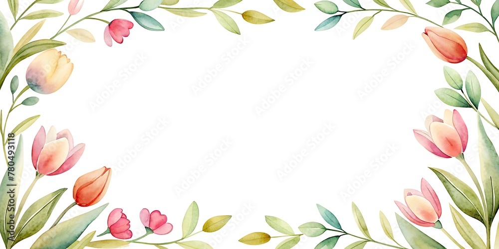 Minimalist Spring Flowers Frame With Copy space , Spring Flowers Border, Spring Floral Border