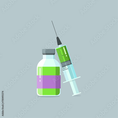 Syringe needle inject icon vector flat graphic illustration. Medical design