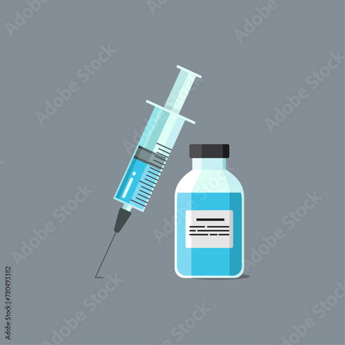 Syringe needle inject icon vector flat graphic illustration. Medical design