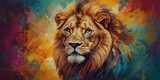 Oil painted lion