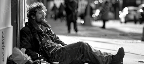 Poor sad homeless man  photo