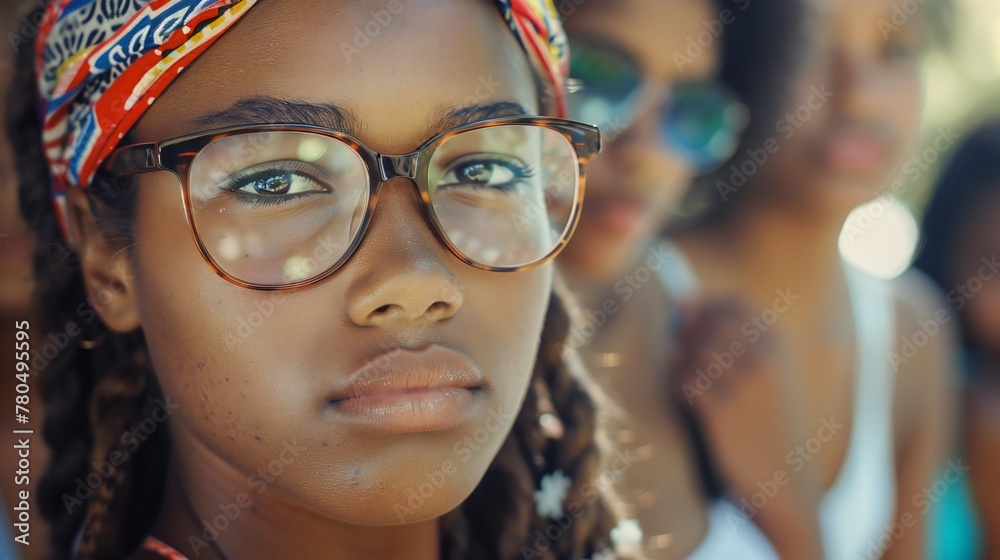 Unity in Diversity: A mosaic of girls from various ethnicities and regions, advocating for unity amidst the challenges of racism.