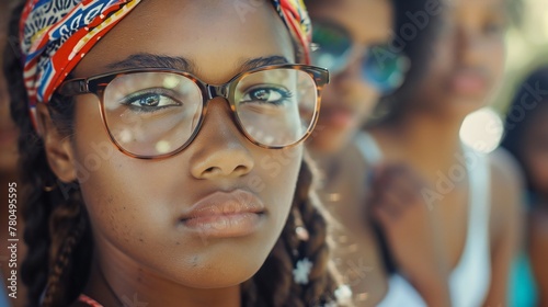 Unity in Diversity: A mosaic of girls from various ethnicities and regions, advocating for unity amidst the challenges of racism.