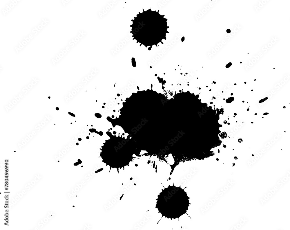 Fototapeta premium black ink brush splash splatter on white background
