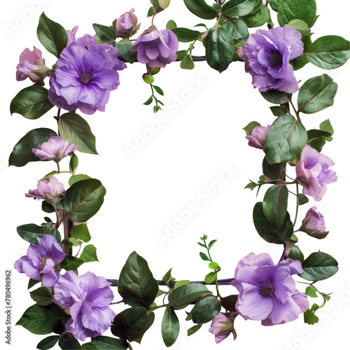 Purple flowers in circle on Transparent Background