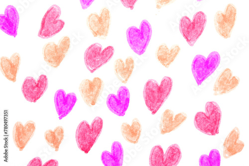 Hand Drawn Simple Scribble Love Hearts Sketch Illustration Pink on a White Background