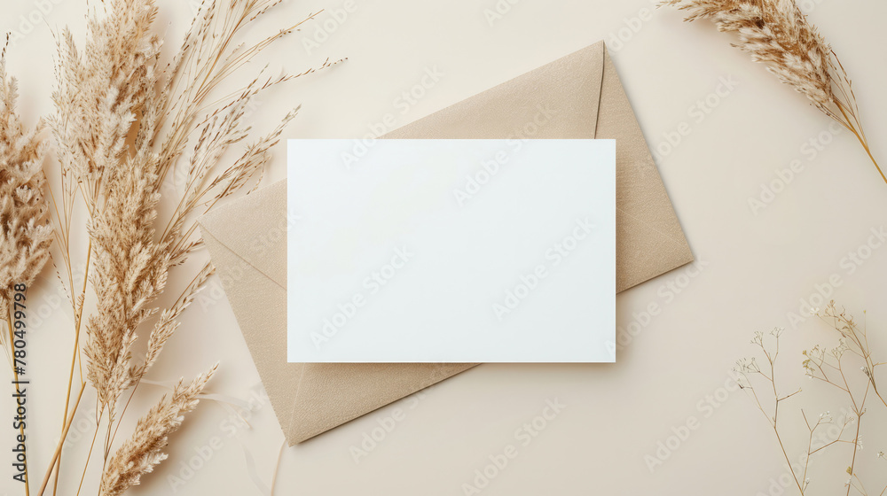 Wedding invitation mock up, boho style, neutral muted colors Wedding invitation mock up, boho style, neutral muted colors