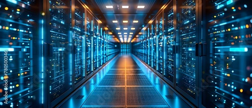 Modern Data Center: Hub of Cloud-Based Security. Concept Data Center Efficiency, Cloud Security, Modern Infrastructure, Cybersecurity Solutions, Network Management