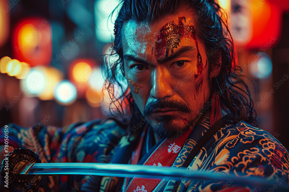 Samurai in neon-lit Tokyo, their katanas charged with electric energy, guarding secrets in the digit Samurai in neon-lit Tokyo, their katanas charged with electric energy, guarding secrets in the digit