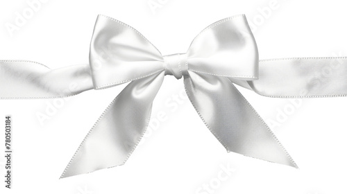 white christmas decoration ribbon bow isolated on white or transparent png