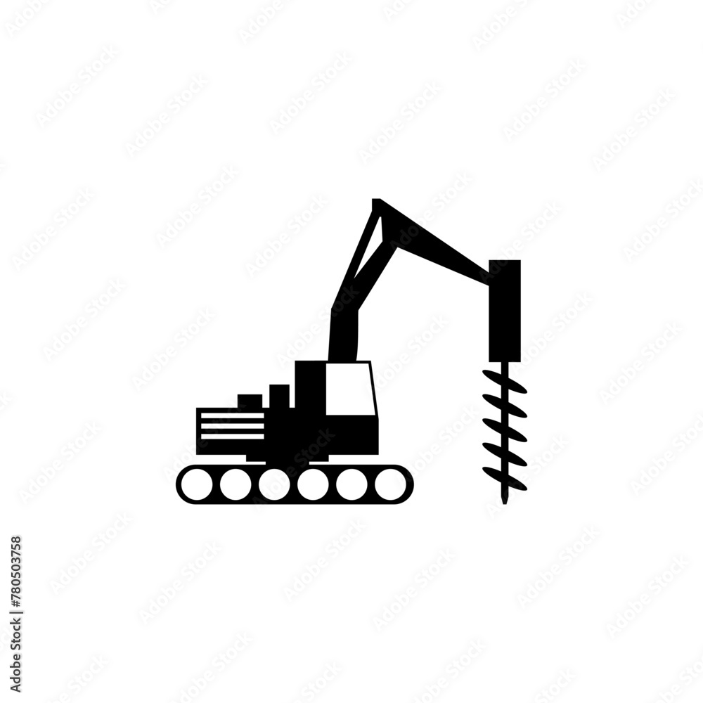 Truck Drilling flat vector icon. Simple solid symbol isolated on white background Truck Drilling flat vector icon. Simple solid symbol isolated on white background