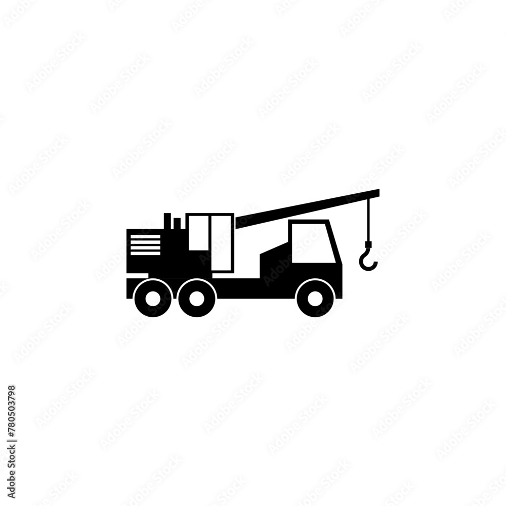 Crane Truck flat vector icon. Simple solid symbol isolated on white background